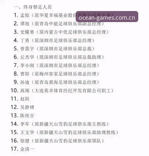 中国足协第三批禁足名单全面解析：17人终身禁赛背后的行业乱象与治理决心